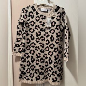 The Children's Place Pink and Black Leopard Sweater Dress